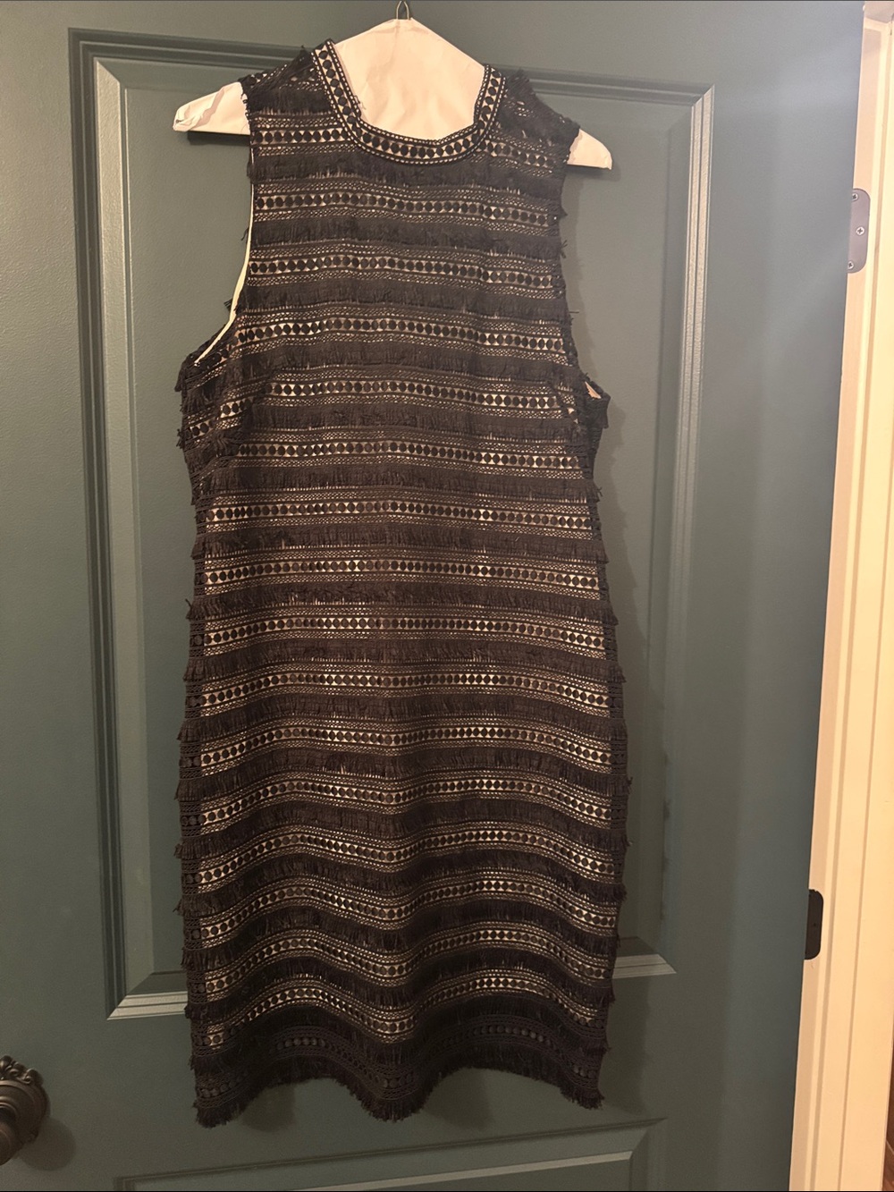Sleeveless Black Crochet Shift Dress - Elegant Layered Texture